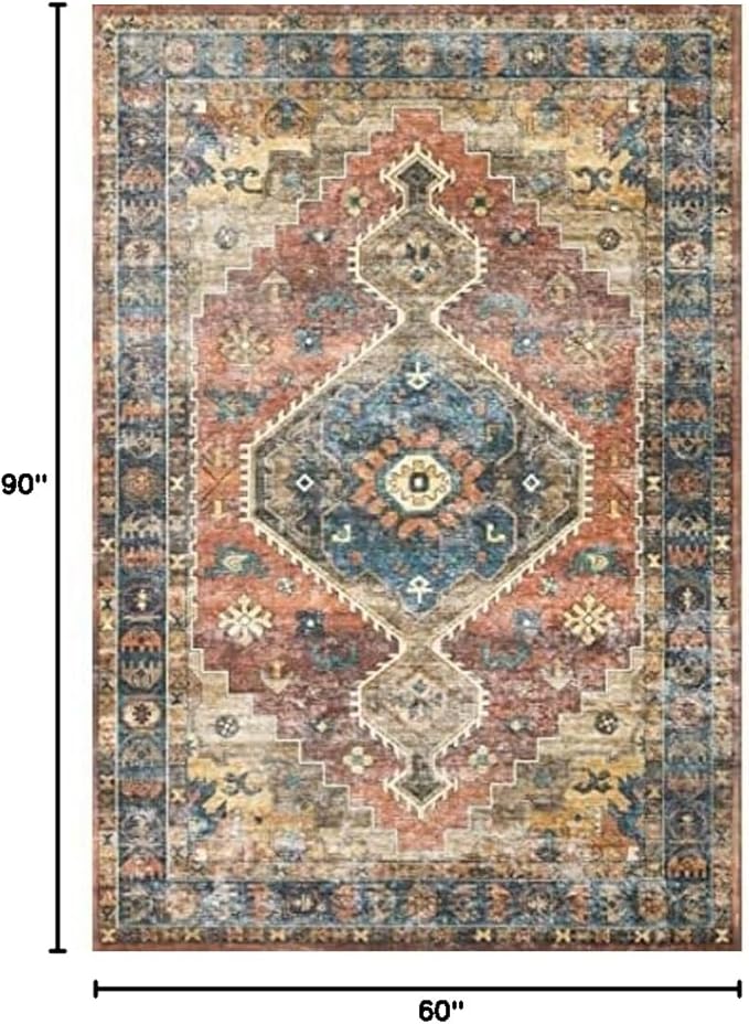 Loloi Skye Collection SKY-11 Rust/Blue 5'-0" x 7'-6" Area Rug