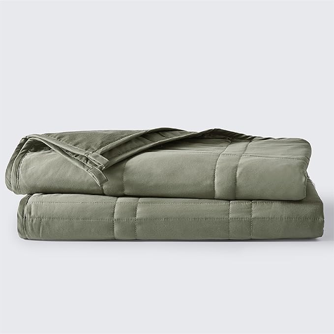 Baloo Weighted Blanket for Adults 20 lb (Moss, 60"x80") | Cool & 100% Cotton | Machine Washable & Dryer Safe | Glass Microbead Fill