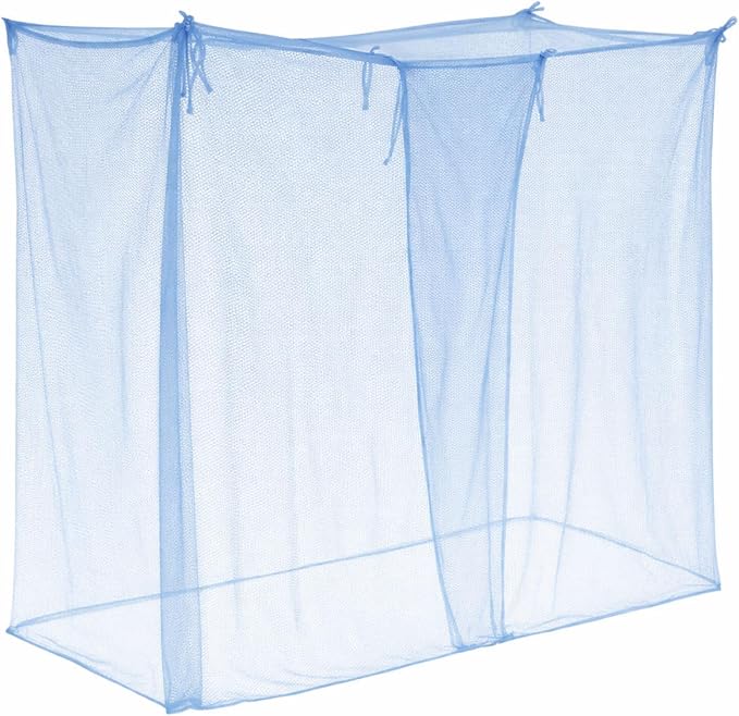 4 Corners Mosquito Net for Mosquiteros para Camas Bed Canopies Netting Bed Drapes Rectangular Mosquito Mesh for Camping Home Outdoor Travel(Blue,L75 X W35.5 X H59 Inch,1 Opening)