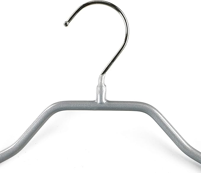 Mawa by Reston Lloyd BodyForm Series Non-Slip Space-Saving Clothes Hanger For Jackets, Suits & Coats, 16-1/2", Style 42/L, Set of 5, Silver