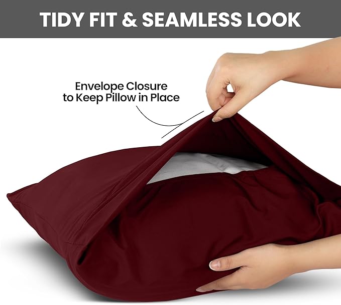 Pillow Covers by Utopia Bedding - Queen Size 2-Pack – Soft Brushed Microfiber – Perfect for Hospitals, Hotels, Guest Rooms – Oeko-TEX Certified, 20x30 Inches (Burgundy)