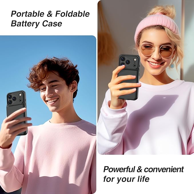 GIN FOXI Battery Case for iPhone 17 Pro, Charging Case Charger 8500mAh Ultra-Slim Lightweight Powerful Battery Pack 15W Fast Rechargeable Anti-Fall TPU Juice Box for iPhone 17 Pro (6.3") Black