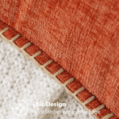 MIULEE Pack of 2 Fall Couch Throw Pillow Covers 16x16 Inch Rust Farmhouse Decorative Pillow Covers with Stitched Edge Soft Chenille Solid Dyed Pillow Covers for Sofa Bed Living Room