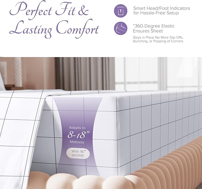 Carressa Linen Luxury Egyptian Cotton King Printed Sheet Set - 600 Thread Count Extra Long Staple 4 PC Set, Window Pane King Printed Sheets, Soft, Cooling Sateen Weave Sheets Upto 18 in Deep Pocket