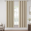 ChrisDowa 100% Blackout Tan Solid Curtains 72 Inches Long 2 Panels for Bedroom Living Room,Farmhouse Room Darkening Thermal Insulated Soundproof Grommet Top Window Treatment Drapes,52x72