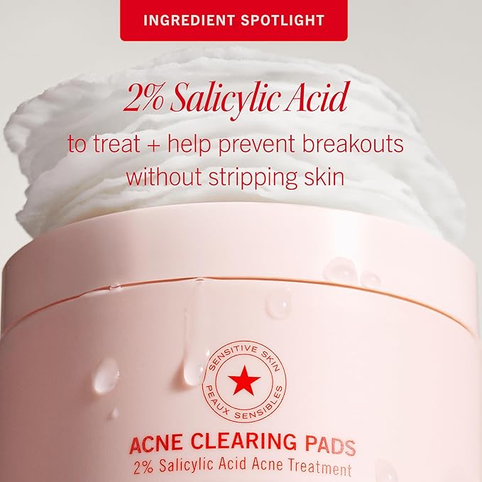 First Aid Beauty Acne Pads for Face - Maximum Strength Acne Treatment - 2% Salicylic Acid Pads Treat Without Drying, (60-ct)
