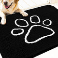 OLANLY Dog Door Mat for Muddy Paws 30x20, Paw Print Design, Absorbs Moisture and Dirt, Absorbent Non-Slip Washable Doormat, Quick Dry Chenille Mud Mat for Dogs, Entry Indoor Entryway Carpet, Black