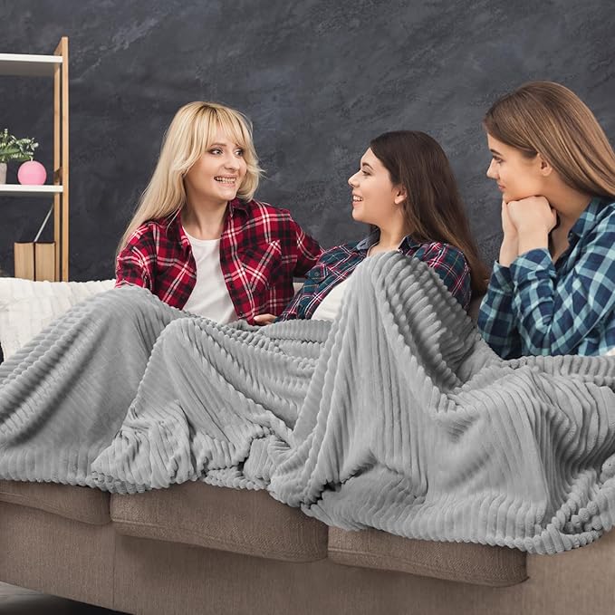 Buryeah 6 Pcs Flannel Throw Blanket Bulk 50 x 60 in Sleepover Blanket Outdoor Wedding Throw Lightweight, Oeko-tex Standard 100 Certified for Sofa Homeless Gifts (Light Gray)