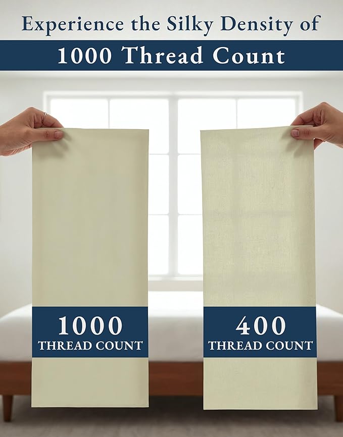 100% Egyptian Cotton King Size Bed Sheets - Premium 1000 Thread Count Breathable, Cooling & Durable 15" Deep Pocket King Sheets, Ultra-Soft Hotel Comfort, Silky Sateen Luxury You Can Feel - Linen
