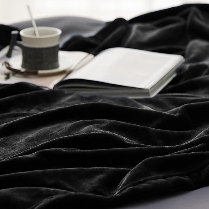 Bedsure GentleSoft Fleece Bed Blankets Large Size Black - Soft Lightweight Fuzzy Cozy Luxury Oversized King Blanket Microfiber, Room Home Decor Gifts for Women and Men, 120x120 inches