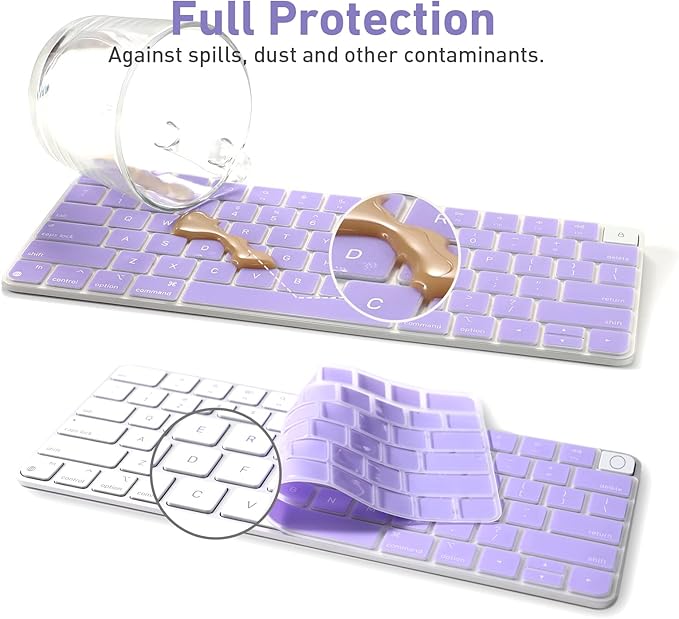 Allinside Silicone Keyboard Cover for iMac Magic Keyboard A2449/A2450, Protective Skin for iMac 24" Wireless Keyboard Released in 2021, US Layout, Light Purple