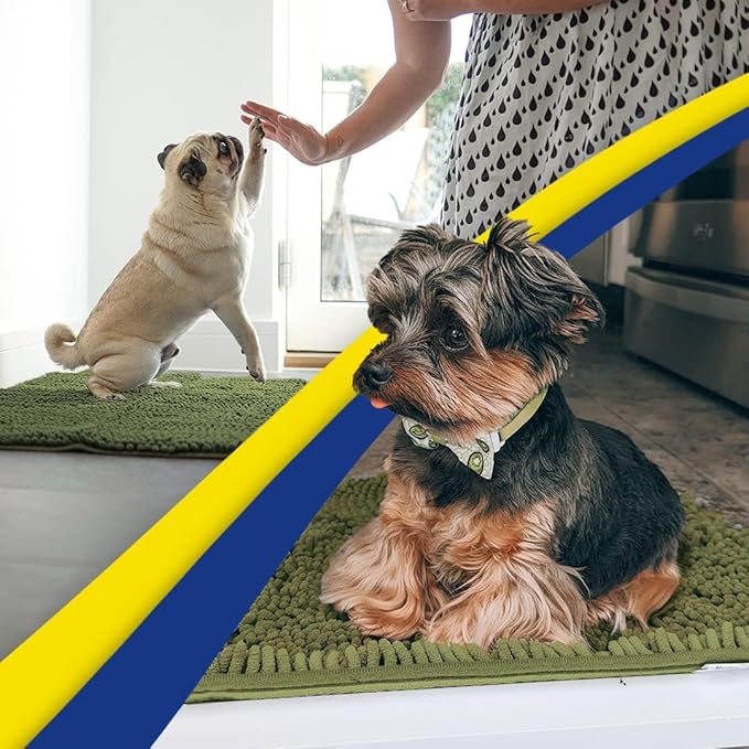 Muddy Mat® | Super Absorbent Door Mat Indoor, Microfiber Quick Dry Chenille Entryway Rug, Non-Slip Front Door Mat, Indoor Mats for Entryway, Machine Washable Pet Rug, Army Green 48"x72"