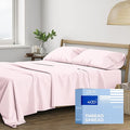 THREAD SPREAD 100% Cotton Sheets King Size - 400 Thread Count King Size Sheets Set (4 PC, Blush), 16" Deep Pocket All Around Elastic, Soft, Cooling, Durable & Breathable Sateen Weave Bed Sheet Set