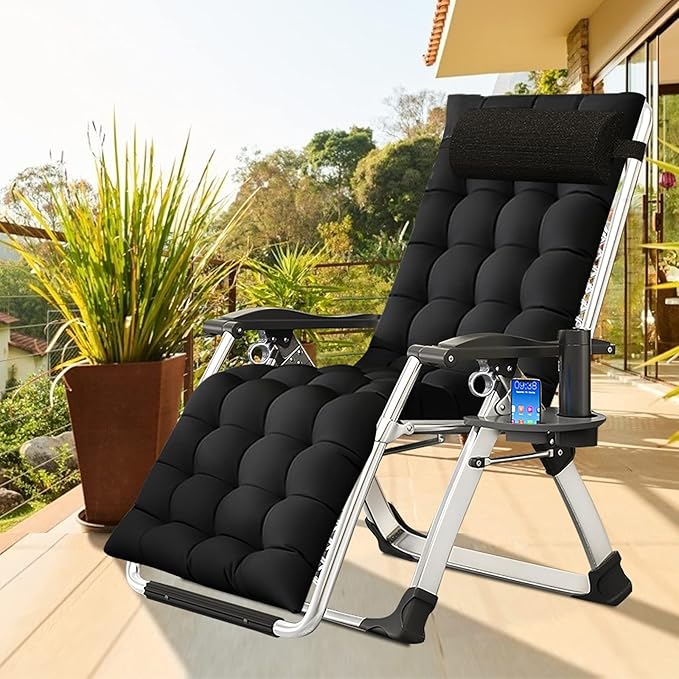DoCred Comfy Folding Recliner Chair - Bedroom & Living Room, Patio Lounge Chair with Removable Cushion for Indoor Outdoor
