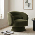Swivel Accent Chair, Modern 360 Degree Swivel Barrel Chair with Arms & Curved Back and Lumbar Support Cushion, Comfy Round Single Sofa for Small Space, Living Room, Bedroom, Olive Rayon