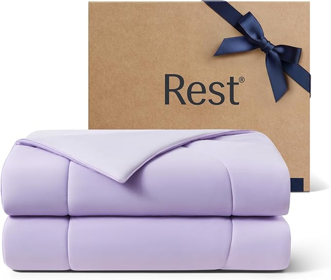 REST® Evercool® Cooling Comforter, Full/Queen, Blanket for Hot Sleepers, All Season Bedding to Keep Cool for Night Sweats, Breathable Lightweight Blanket, 90"x90" Inches, Lavender Breeze