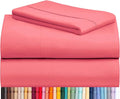 LuxClub 3 PC Twin XL Sheet Set, Deep Pockets Wrinkle Free Cooling Bed Sheets Hotel Bedding for Women, Men, Kids & Teens, Includes 1 Fitted Sheet, 1 Flat Sheet and 1 Pillowcase-Silky Soft Vermilion