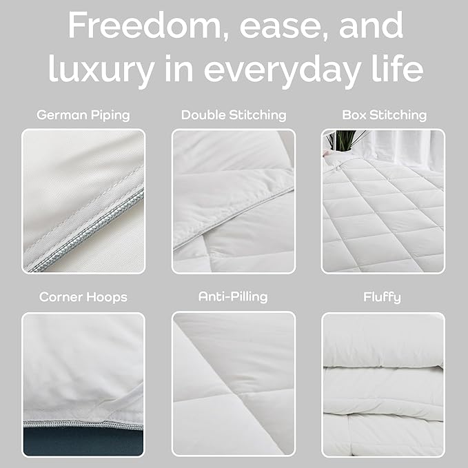 100% Viscose Derived from Bamboo Comforter, Cooling Comforter, Duvet Insert, Breathable, Extra Fluffy, Lightweight Comforters, King Size