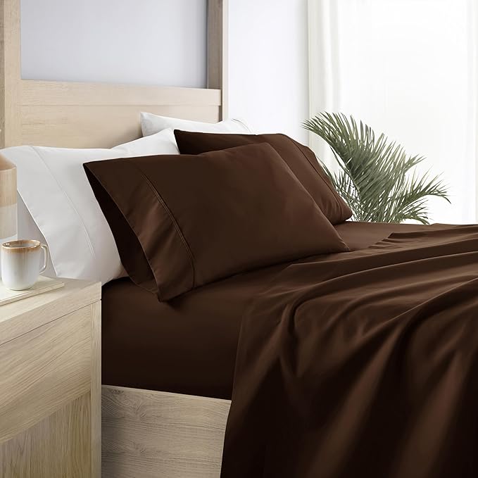 Linen Market Bed Sheets for Twin Size Bed (Chocolate) - Sleep Better Than Ever with These Soft and Cooling Twin Sheets - Deep Pocket Fits 16" Thick Beds - 3 Piece Twin Sheet Set