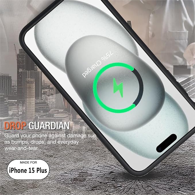 Battery Case for iPhone 15 Plus, 12000mAh Rechargeable Portable Charging Case with Wireless Charging Compatible for iPhone 15 Plus (6.7 inch) with Carplay Extended Battery Pack Charger Case (Black)