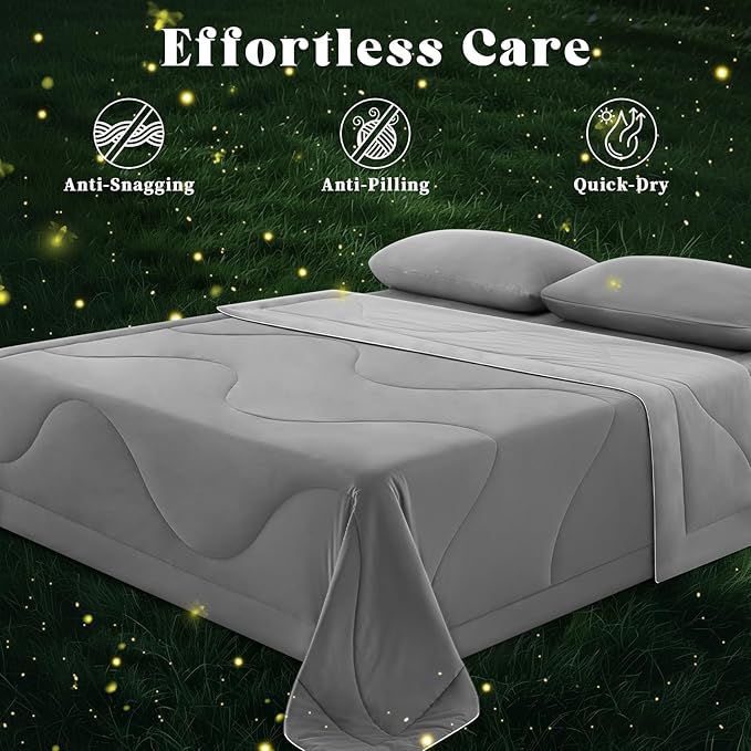 Cooling Comforter Queen Size, Double-Sided Cooling Blanket for Hot Sleepers & Night Sweats, Arc-Chill Q-Max > 0.4 Breathable Ice Blanket, Lightweight Cold Comforter (80''x90'', Light Grey)
