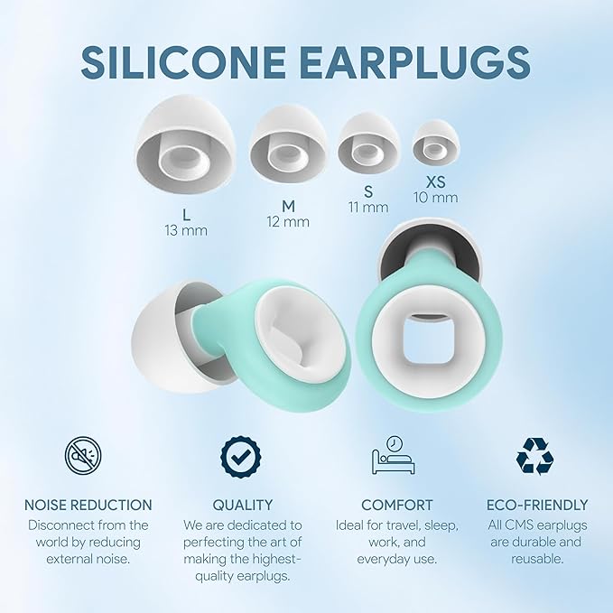 Silicone Ear Plugs for Sleeping – 27 dB Noise Reduction, Reusable Soft Earplugs for Side Sleepers + Bonus 3D Blackout Sleep Mask for Travel, Snoring & Migraine Relief
