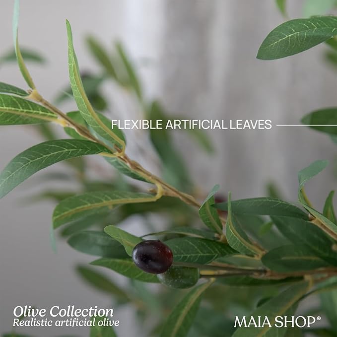 Maia Shop 3ft 5in Artificial Olive Tree Plant for House, Apartment or Office – Realistic Fake Indoor Plants for Living Room, Kitchen, Bedroom, Entryway or Bathroom – Faux Greenery for Home Décor