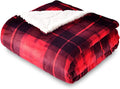 SOCHOW Sherpa Plaid Fleece Throw Blanket, Double-Sided Super Soft Luxurious Bedding Blanket 50 x 60 inches, Red