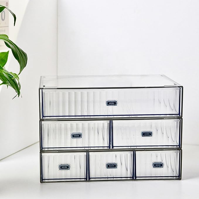 Desk Drawer Organizer, Stackable Office Supplies Desk Organizer, Plastic Plastic Storage Drawer, Desk Grocery Organizer For Stationery/Office Supplies (Clear, 1 Compartment)