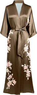 BABEYOND Kimono Robe Cover up with Box Long Floral Satin Sleepwear Silky Bathrobe Bachelorette Robe