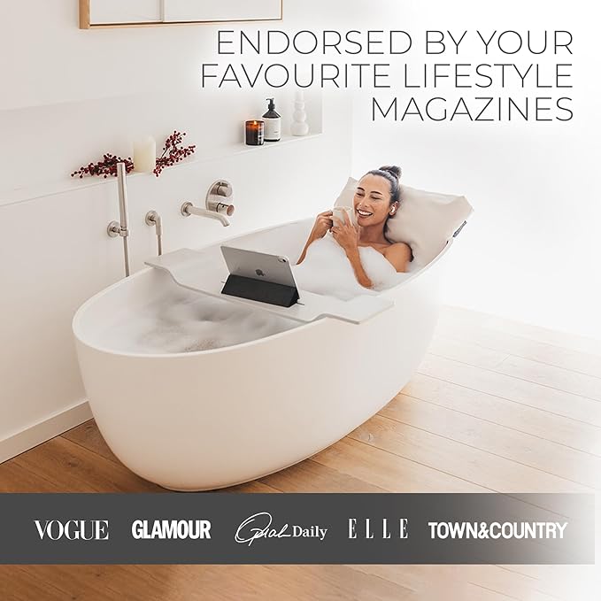 BADESOFA® Luxury Bathtub Pillow L - Large Bath Pillow for Therapeutic Neck and Back Support Quick-Drying - Full Body Bath Tub Cushion - Luxury Spa Cushion in Charcoal