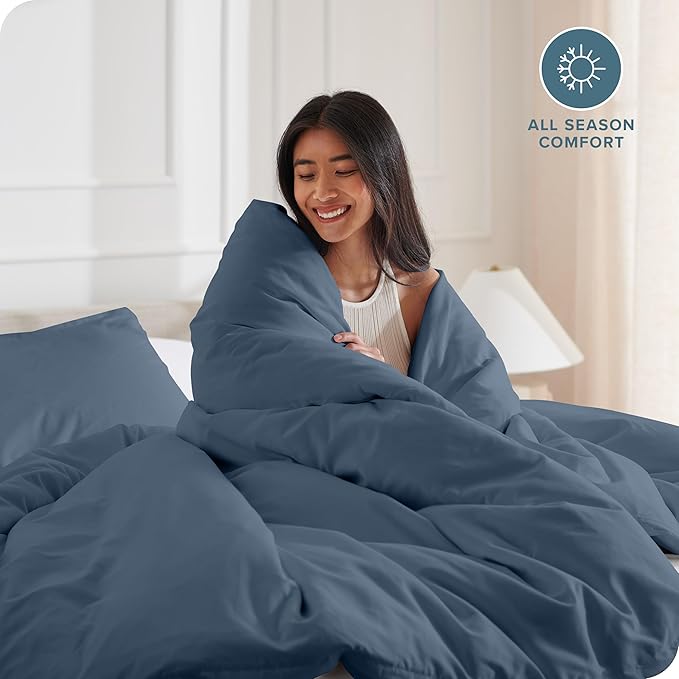 Bare Home Bedding Duvet Cover California King Size - Premium 1800 Super Soft Collection - Lightweight, Cooling - Soft Breathable Bedding Duvet Cover (Cal King, Bering Sea)