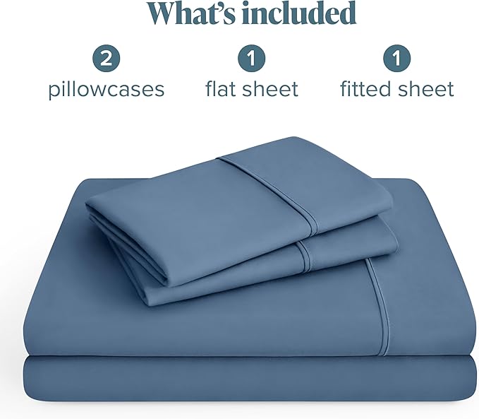 Bare Home Hotel Luxury Twin XL Sheet Set, Extra Soft, 4 Piece Set, Deep Pockets, Easy Fit, Cooling & Breathable, Wrinkle, Fade, Stain Resistant, Includes 2 Pillowcases (Twin XL, Coronet Blue)