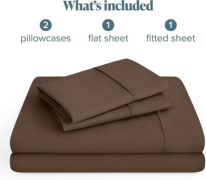 Bare Home Hotel Luxury Twin XL Sheet Set, Extra Soft - 4 Piece Set - Deep Pockets - Easy Fit - Cooling & Breathable - Wrinkle, Fade, Stain Resistant - Includes 2 Pillowcases (Twin XL, Cocoa)