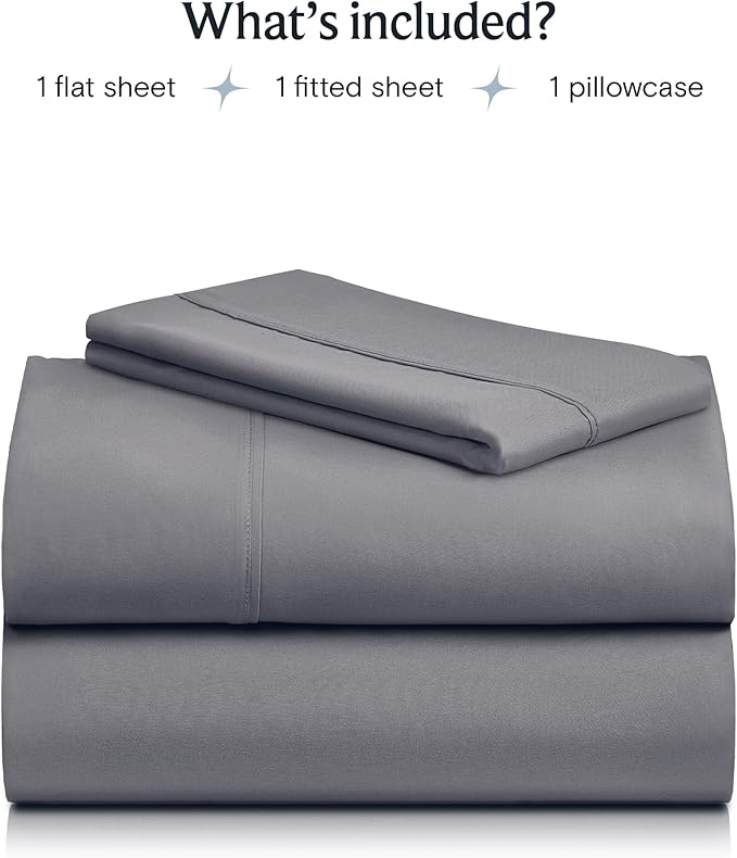 LuxClub 3 PC Extra Deep Pocket Twin XL Sheet Set, Wrinkle Free Cooling Bed Sheets Hotel Bedding for Women, Men, Kids & Teens, Includes 1 Fitted Sheet, 1 Flat Sheet and 1 Pillowcase- Light Grey