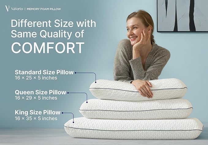 Cooling Gel Memory Foam Pillow | 1-Pack | Standard Size Bed Pillows For Sleeping | Medium-Firm | Back, Stomach and Side Sleeper Pillow | Shoulder & Back Pain Relief | Washable , Bamboo Viscose Cover