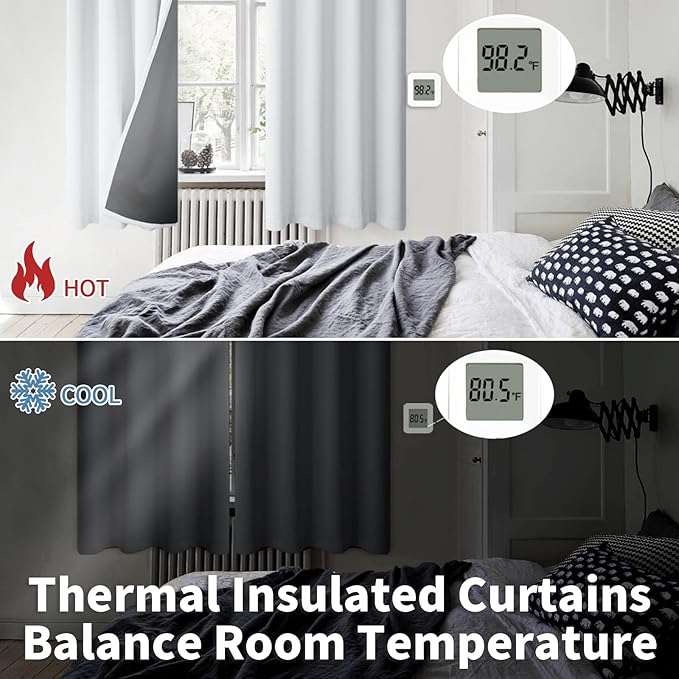 BGment Greyish White 100% Blackout Curtains for Living Room 84 Inch Length 2 Panels, Thermal Insulated Full Light Blocking Energy Save Window Drapes for Nursery Bedroom Darkening, 52 Inch Wide Each