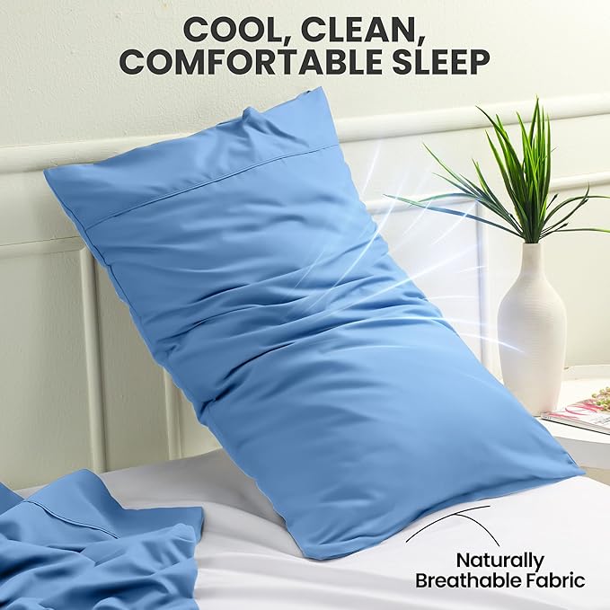 Pillow Covers by Utopia Bedding - Queen Size 2-Pack – Soft Brushed Microfiber – Perfect for Hospitals, Hotels, Guest Rooms – Oeko-TEX Certified, 20x30 Inches (Dutch Blue)