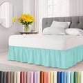 Wrap Around Dust Ruffle Bed Skirt - Spa Blue - Twin/Twin XL Size Beds with 18 Inch Drop - Easy Fit Elastic Strap - Adjustable Pleated Bedskirt w/Brushed Fabric Wrinkle Free - Women, Men, Kids & Teens