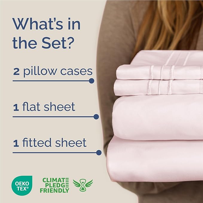 Full Size 4 Piece Sheet Set - Comfy Breathable & Cooling Bed Sheets Set - Hotel Luxury Bedding for Women, Men, Kids, Teens, Boys & Girls - Deep Pockets, Soft, Wrinkle Free - Oeko-Tex - Lavender Pink