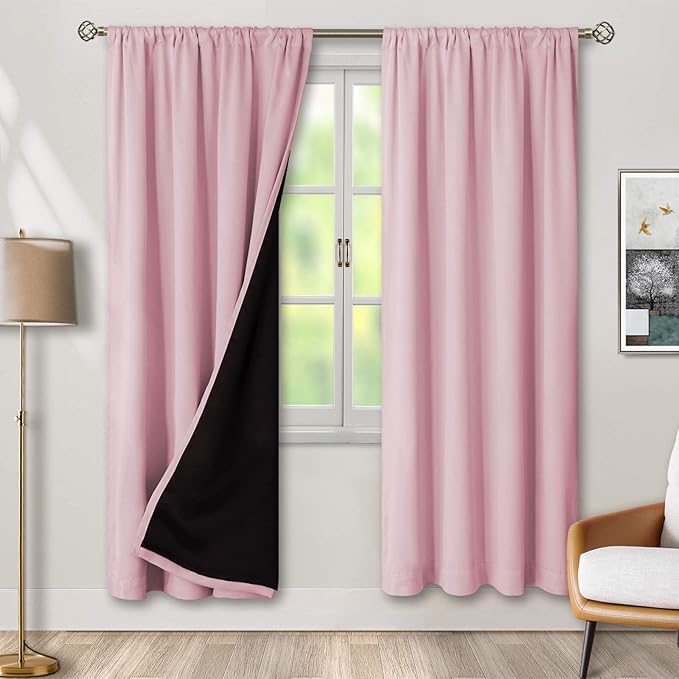 BGment Pink Blackout Curtains for Girls Room 2 Panels Set, Kids Curtains for Baby Nursery Bedroom 84 Inch Length Thermal Insulated Soundproof Full Room Darkening Toddler Room, Each Panel 42 Inch Wide