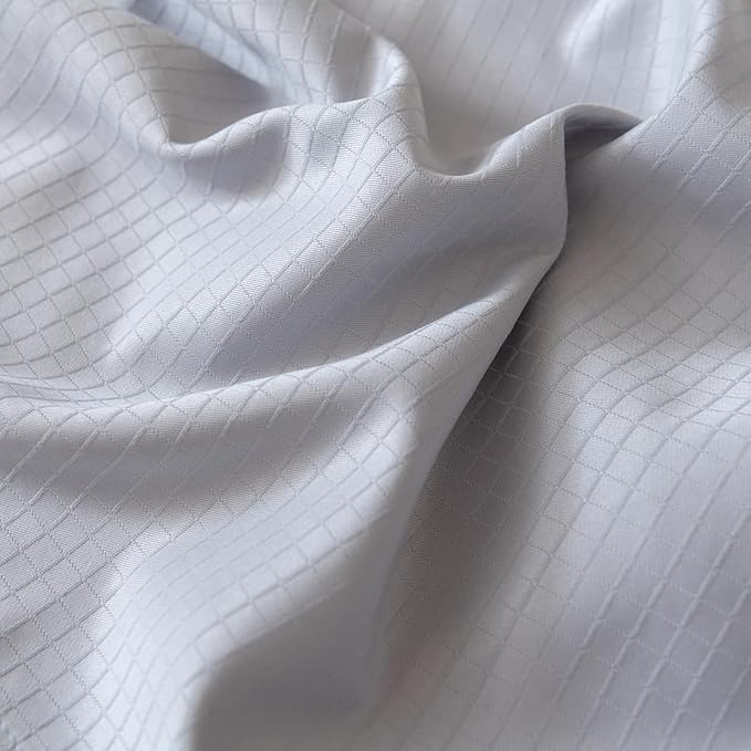 Queen Bed Skirt, Grid Plaid Soft Quadruple Pleated Ruffle Bed Skirt, Tailored Dust Ruffle 18 Inch Drop Easy Fit, Machine Washable (Silver Grey)