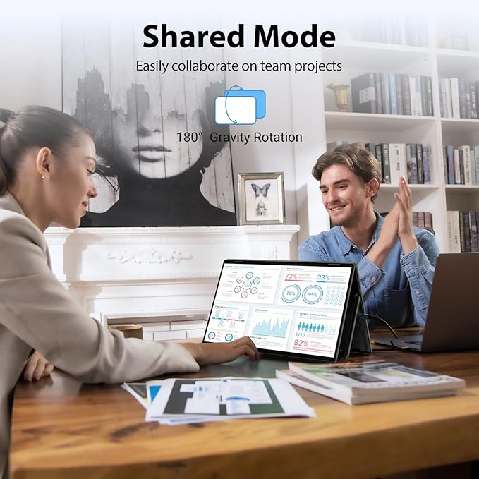 InnoView 18.5" 100Hz Dual Portable Monitor Built-in Speakers 115% sRGB 315°Adjustable Dual Stacked Folding Monitor (Wins/Mac) 1080P Laptop Screen Extender for Laptop(No Driver Needed)