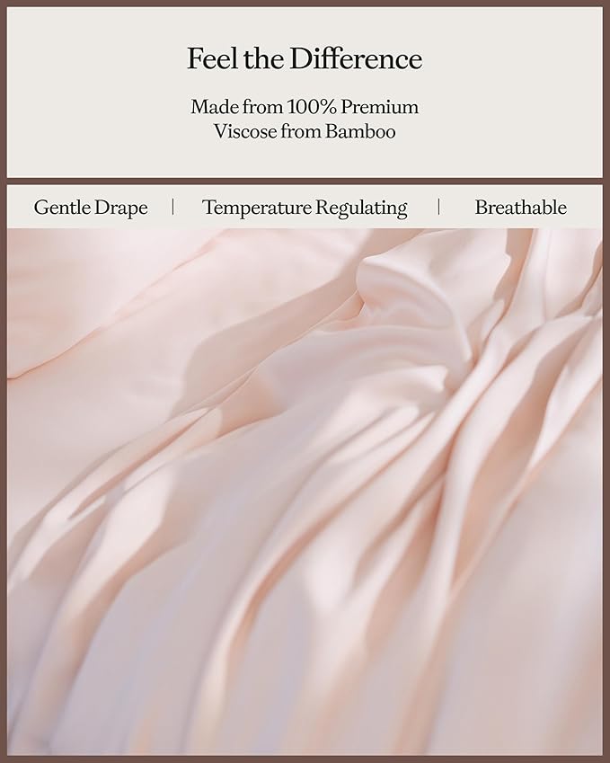 Cozy Earth Luxury Duvet Cover King - 100% Viscose from Bamboo - Ultra-Soft, Cooling & Lightweight Duvet Cover - Temperature-Regulating Bedding with Concealed Zip & Interior Snap Closures - Peony