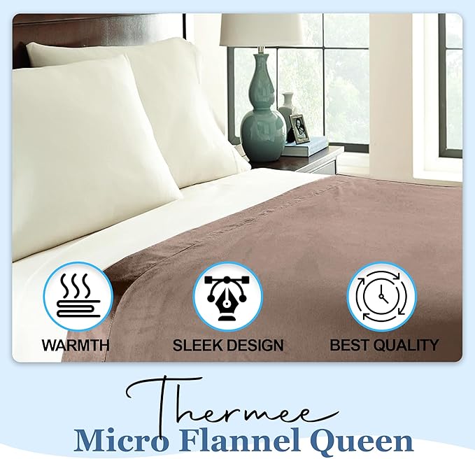 Thermee Micro Flannel King Size Blankets, Lightweight All Seasons Cozy Blanket, Throw Blankets for Home and Living Room, Comfy & Soft Blanket for Couch, Machine Wash, No Pilling - Acorn