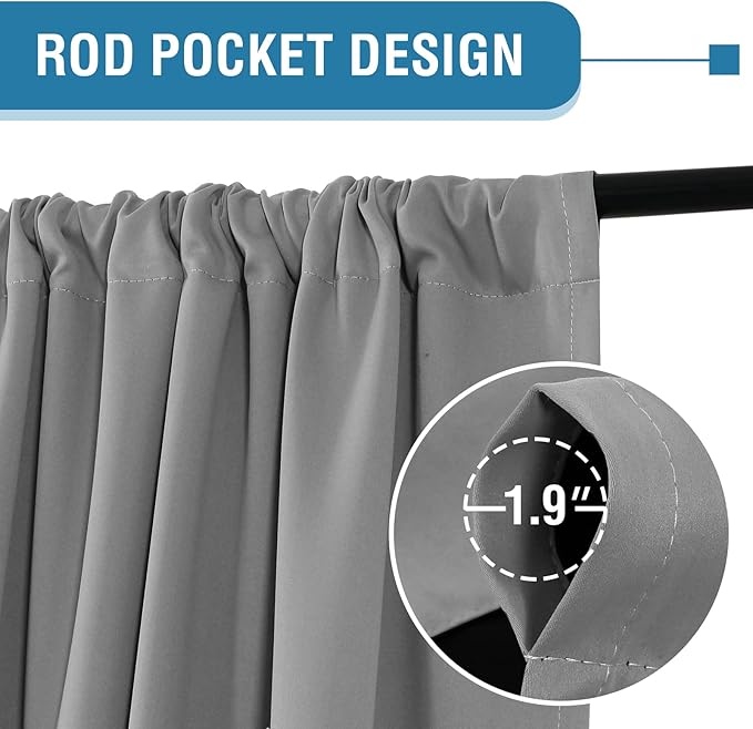 H.VERSAILTEX 100% Blackout Curtains for Bedroom Thermal Insulated Curtains & Drapes Blackout Curtains 84 Inches Long Rod Pocket Curtains for Living Room with Black Liner 2 Panels Set, Dove Gray
