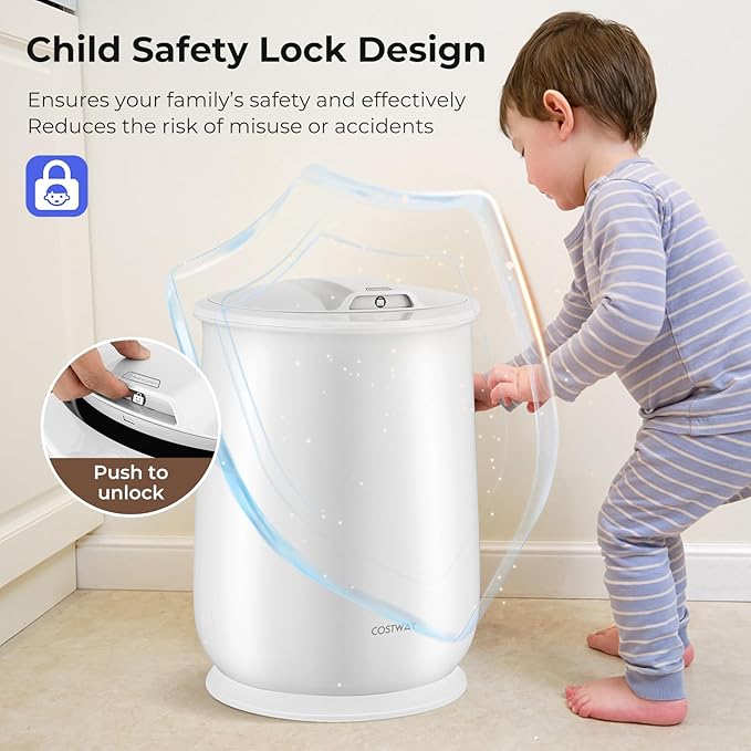 COSTWAY Towel Warmer for Bathroom, 21L Large Towel Heater with Flip-top Lid, Child Safety Lock, 1H Auto Shut Off, Blanket Warmer for Towels, 45” x 70” Bathrobes, Bathroom, Gift for Family