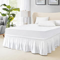 FreshCulture King Bed Skirt, Dust Ruffle for King Size Bed, Easy Fit with 18-Inch Tailored Drop, Elastic Wrap Around Bed Skirt King Size, Hotel Quality Bed Skirts for Adjustable Bed (White)