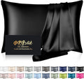 Mulberry Silk Pillow Cases Queen Size, Silk Pillowcase for Hair and Skin, Both Sides Natural Silk Satin Pillowcase for Sleeping Women with Zipper, Gifts for Women Men, Black