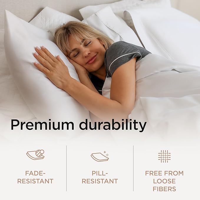 Threadmill Supima Cotton Sheets, 1200 Thread Count 100% Cotton Sheets for Cal King Size Bed, 4 Pc White Cal King Bed Sheets Set, 5-Star Hotel Quality with Elasticized Deep Pocket King